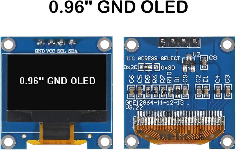 XIITIA 6pcs 0.96 inch OLED IIC I2C Display Module SSD1306 128x64 LCD Screen Driver with 30pin Dupont Cables for Arduino(White/GND Screen) - Image 2